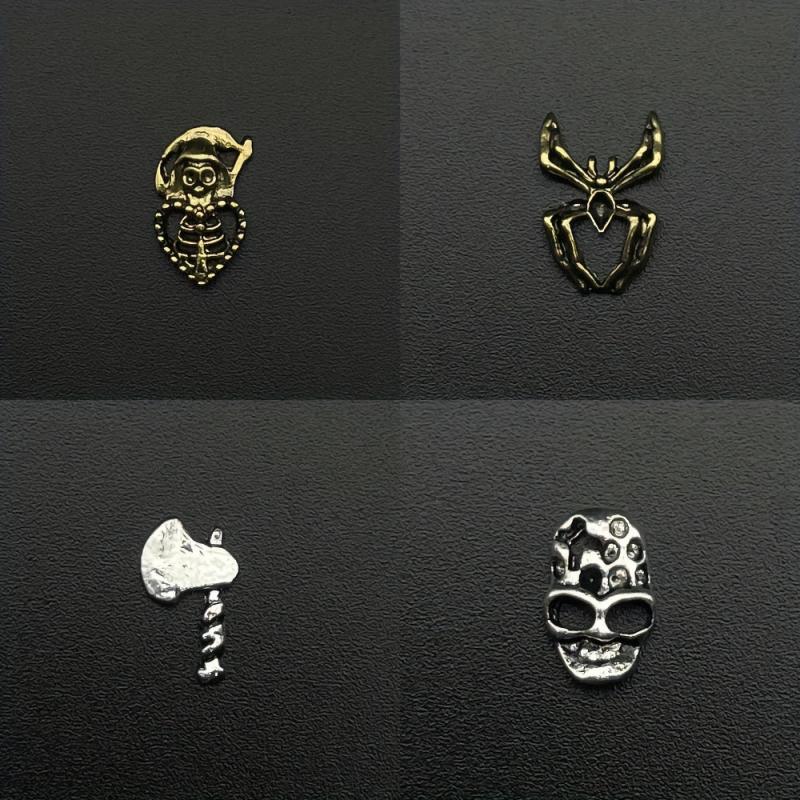 10pcs Halloween Nail Art Charms 3D Alloy Skull Pumpkin Spider Nail Art Jewelry