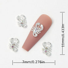 10pcs 3D Metal Scorpion Nail Art Charms With Rhinestones - DIY or Nail Salons