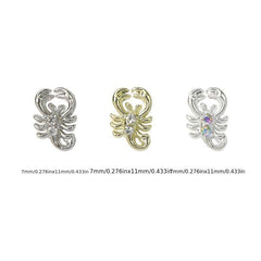 10pcs 3D Metal Scorpion Nail Art Charms With Rhinestones - DIY or Nail Salons