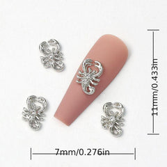 10pcs 3D Metal Scorpion Nail Art Charms With Rhinestones - DIY or Nail Salons