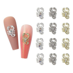 10pcs 3D Metal Scorpion Nail Art Charms With Rhinestones - DIY or Nail Salons