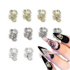 10pcs 3D Metal Scorpion Nail Art Charms With Rhinestones - DIY or Nail Salons