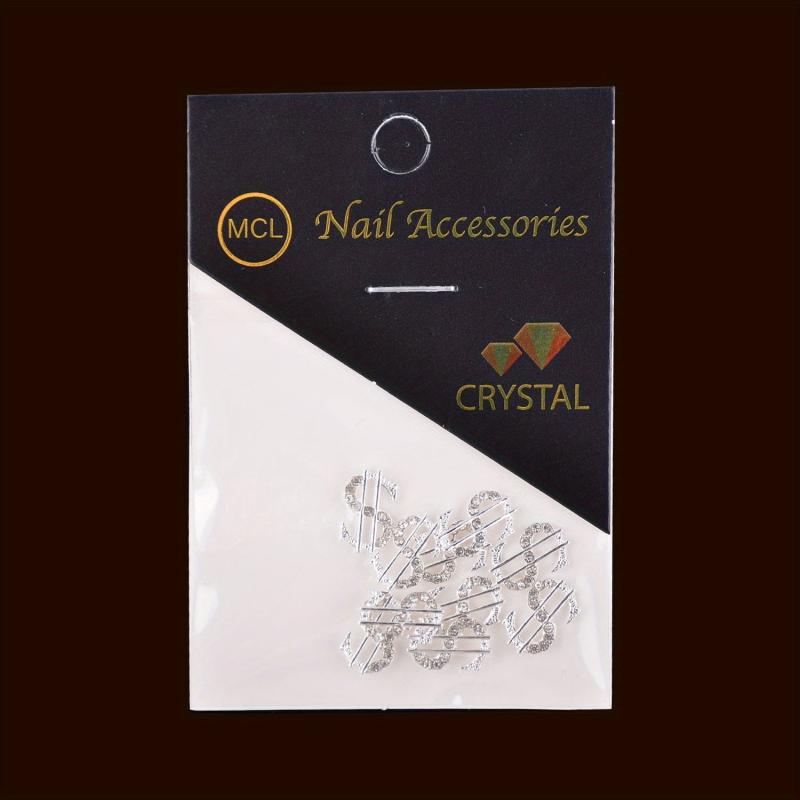 10pcs Dollar Sign 3D Nail Art Charms with Rhinestones Coin Alloy