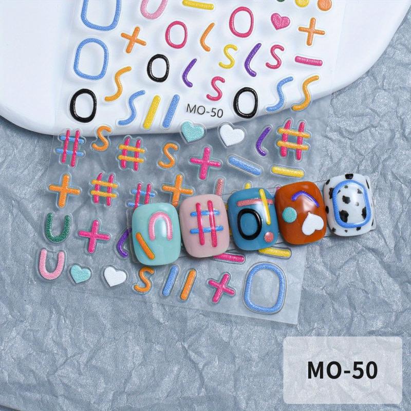 5D Embossed Nail Stickers for Women Nail Art Decals