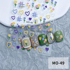 5D Embossed Nail Stickers for Women Nail Art Decals