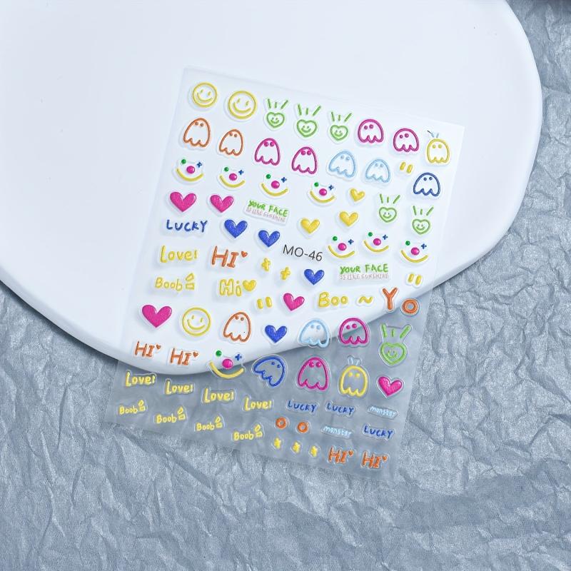 5D Embossed Nail Stickers for Women Nail Art Decals