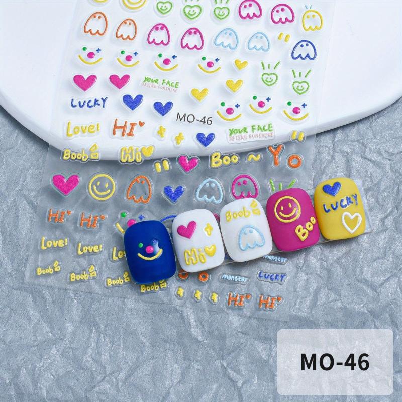 5D Embossed Nail Stickers for Women Nail Art Decals