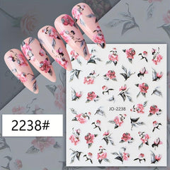 12pcs Colorful Flower Nail Art Stickers Self Adhesive Decals