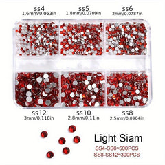 Box AB Crystal Flat Back Nail Rhinestone 3D Decoration 2400 Pcs