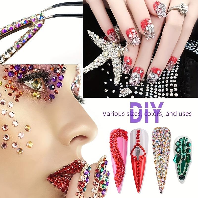 Box AB Crystal Flat Back Nail Rhinestone 3D Decoration 2400 Pcs