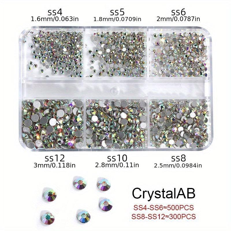 Box AB Crystal Flat Back Nail Rhinestone 3D Decoration 2400 Pcs