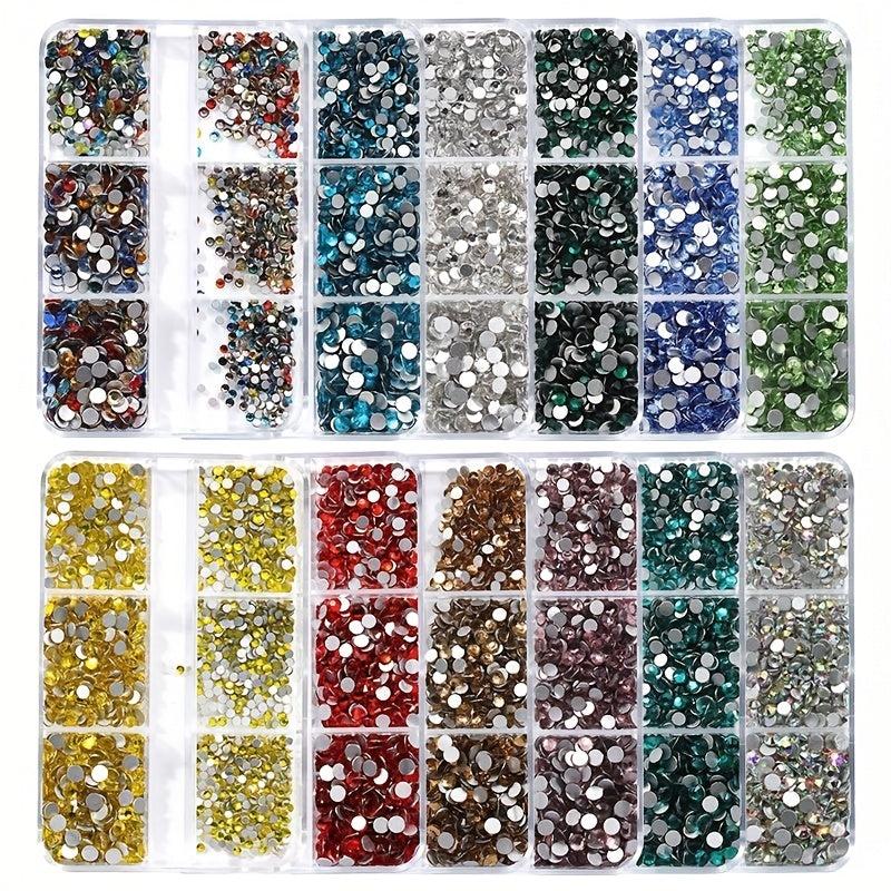 Box AB Crystal Flat Back Nail Rhinestone 3D Decoration 2400 Pcs