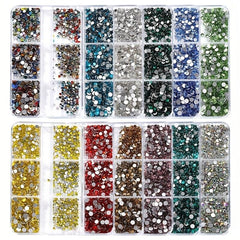 Box AB Crystal Flat Back Nail Rhinestone 3D Decoration 2400 Pcs