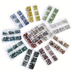 Box AB Crystal Flat Back Nail Rhinestone 3D Decoration 2400 Pcs