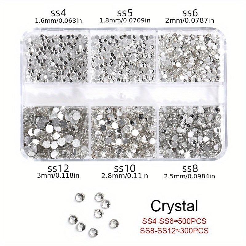 Box AB Crystal Flat Back Nail Rhinestone 3D Decoration 2400 Pcs