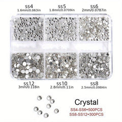 Box AB Crystal Flat Back Nail Rhinestone 3D Decoration 2400 Pcs