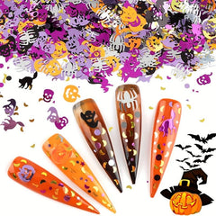 12 Grid Halloween Nail Glitter Sequins Pumpkin Skull Spider Witch