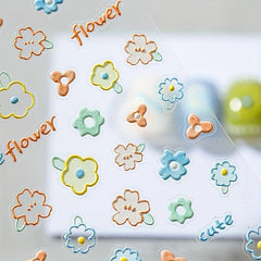 Summer Flower Art Stickers Holographic Nail Decals