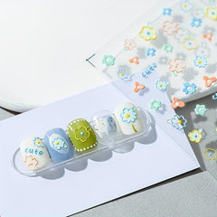 Summer Flower Art Stickers Holographic Nail Decals