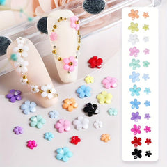 12 Colors 3D Flower Nail Charms with Rhinestones and Caviar Beads DIY Nail Art