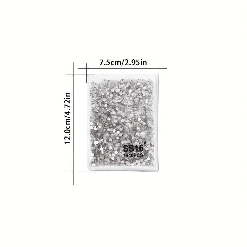 1440pcs Rose Red Rhinestones for Nail Art Mixed Sizes Glass Crystal Stone