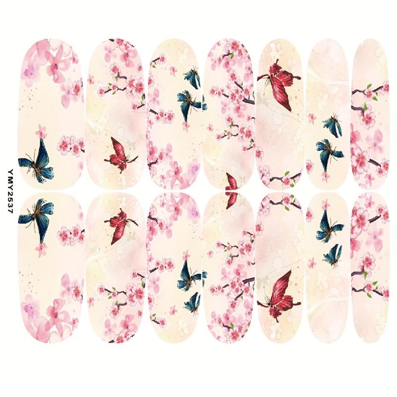 Flower & Butterfly Nail Polish Stickers - Full Wrap Nail Decals