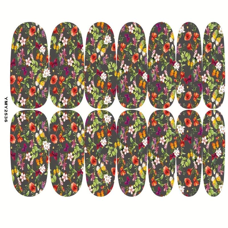 Flower & Butterfly Nail Polish Stickers - Full Wrap Nail Decals