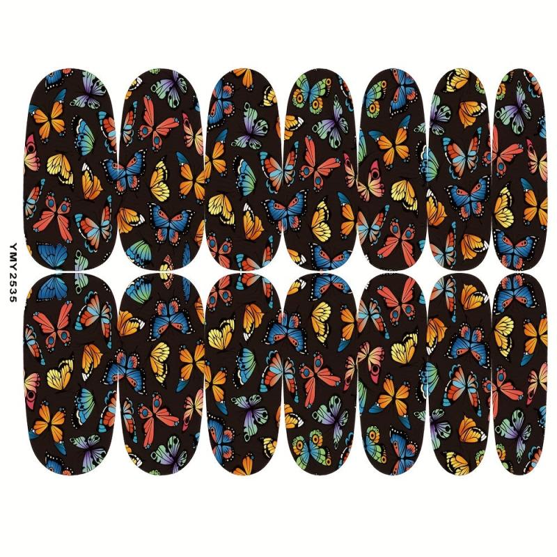 Flower & Butterfly Nail Polish Stickers - Full Wrap Nail Decals