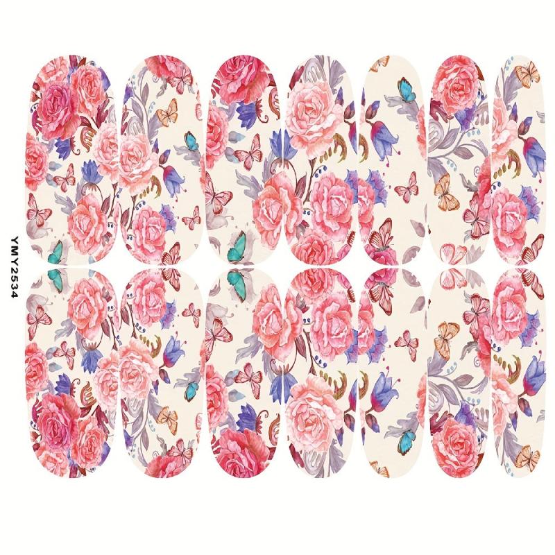 Flower & Butterfly Nail Polish Stickers - Full Wrap Nail Decals