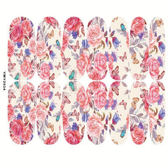Flower & Butterfly Nail Polish Stickers - Full Wrap Nail Decals