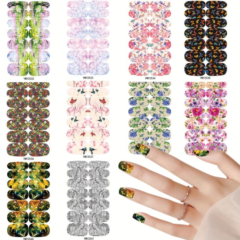 Flower & Butterfly Nail Polish Stickers - Full Wrap Nail Decals