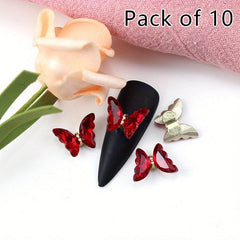 10 Pcs 3D Butterfly Nail Charms Clear Crystal Rhinestones