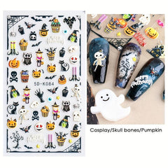 Halloween Nail Art Stickers 5D Stereoscopic Embossed Self Adhesive Decals