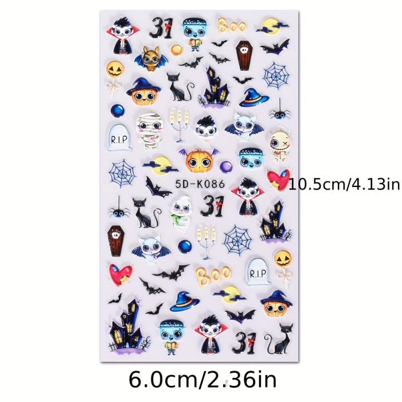 Halloween Nail Art Stickers 5D Stereoscopic Embossed Self Adhesive Decals