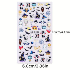 Halloween Nail Art Stickers 5D Stereoscopic Embossed Self Adhesive Decals
