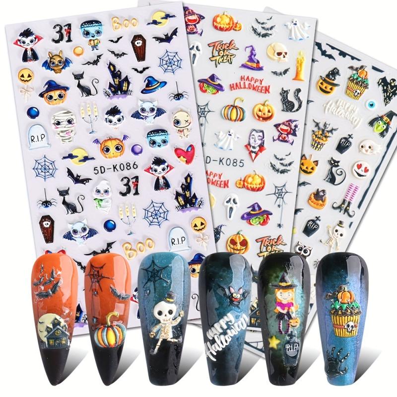 Halloween Nail Art Stickers 5D Stereoscopic Embossed Self Adhesive Decals