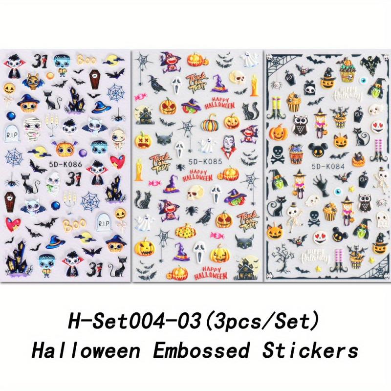 Halloween Nail Art Stickers 5D Stereoscopic Embossed Self Adhesive Decals