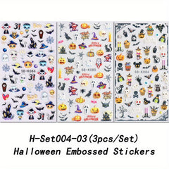 Halloween Nail Art Stickers 5D Stereoscopic Embossed Self Adhesive Decals