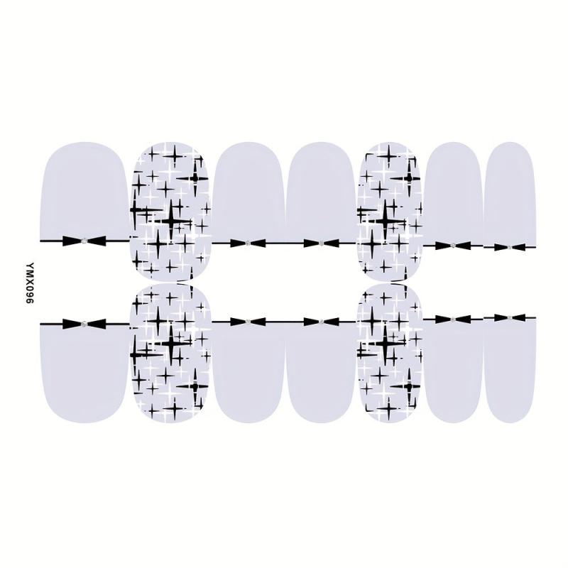 Geometric Flower Gel Nail Strips for Full Nail Wraps and Acrylic Nails