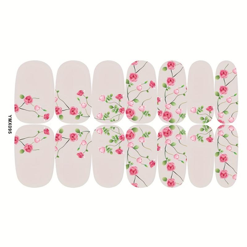 Geometric Flower Gel Nail Strips for Full Nail Wraps and Acrylic Nails