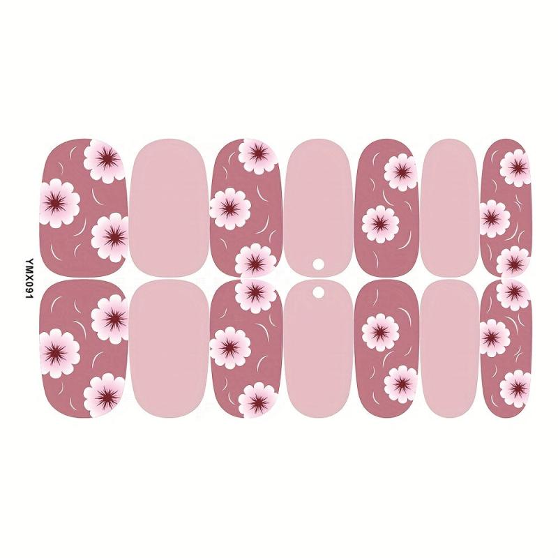 Geometric Flower Gel Nail Strips for Full Nail Wraps and Acrylic Nails