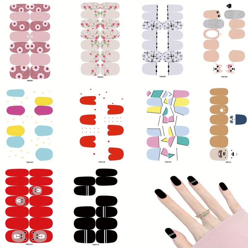 Geometric Flower Gel Nail Strips for Full Nail Wraps and Acrylic Nails
