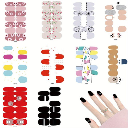 Geometric Flower Gel Nail Strips for Full Nail Wraps and Acrylic Nails