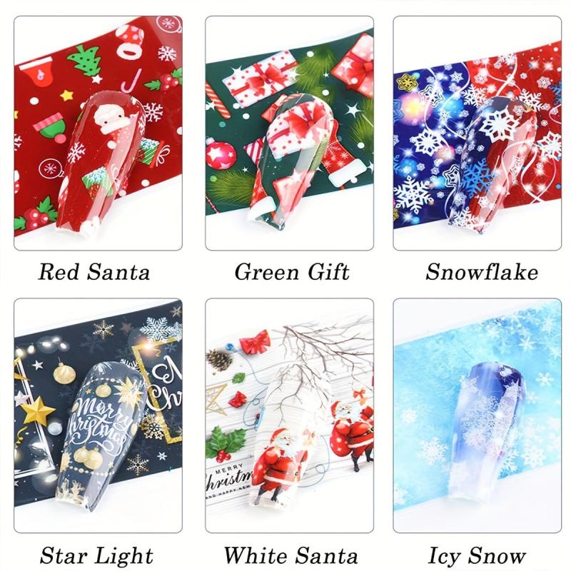 Christmas Nail Foil Transfer Sticker Santa Deer Nail Decal