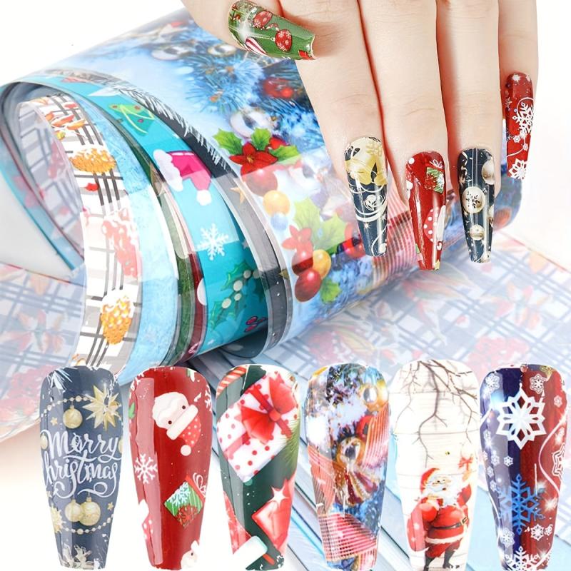 Christmas Nail Foil Transfer Sticker Santa Deer Nail Decal