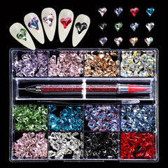 Red Nail Rhinestones Glass AB Crystal Rhinestones Kit