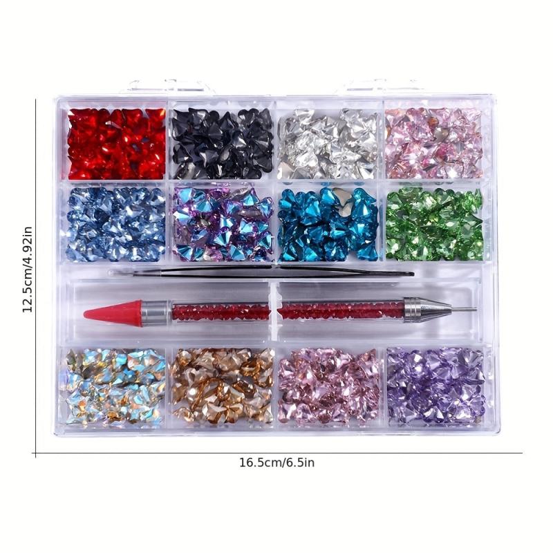Red Nail Rhinestones Glass AB Crystal Rhinestones Kit