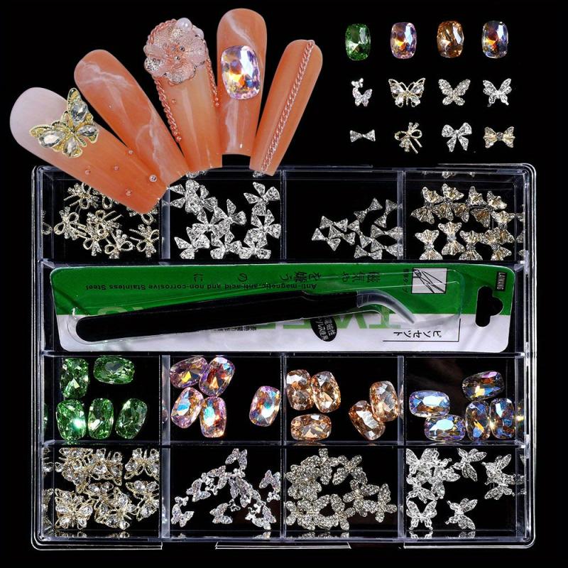 Red Nail Rhinestones Glass AB Crystal Rhinestones Kit