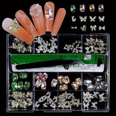 Red Nail Rhinestones Glass AB Crystal Rhinestones Kit