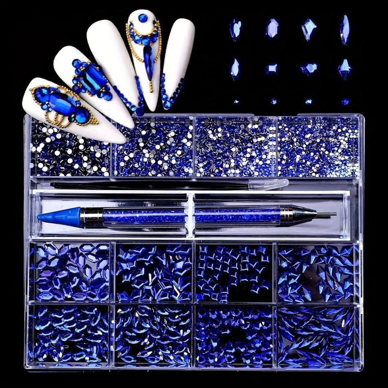 Red Nail Rhinestones Glass AB Crystal Rhinestones Kit